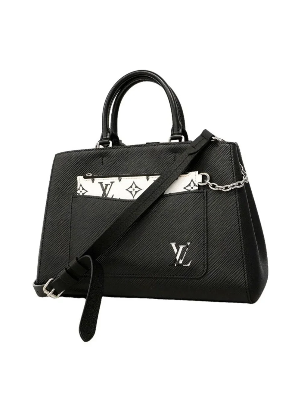 Louis Vuitton Handbag Epi Marelle Tote MM Noir Rosevalerine 2-Way
